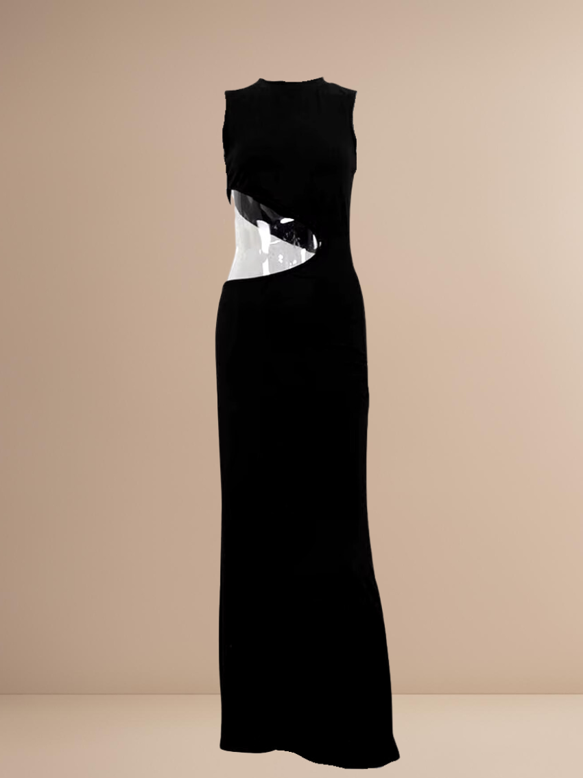 Hollow Cut Sleek Maxi Dress