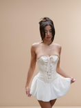 Load image into Gallery viewer, Strapless Corset Flutter Dress
