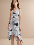 Load image into Gallery viewer, Newspaper Print Midi Dress
