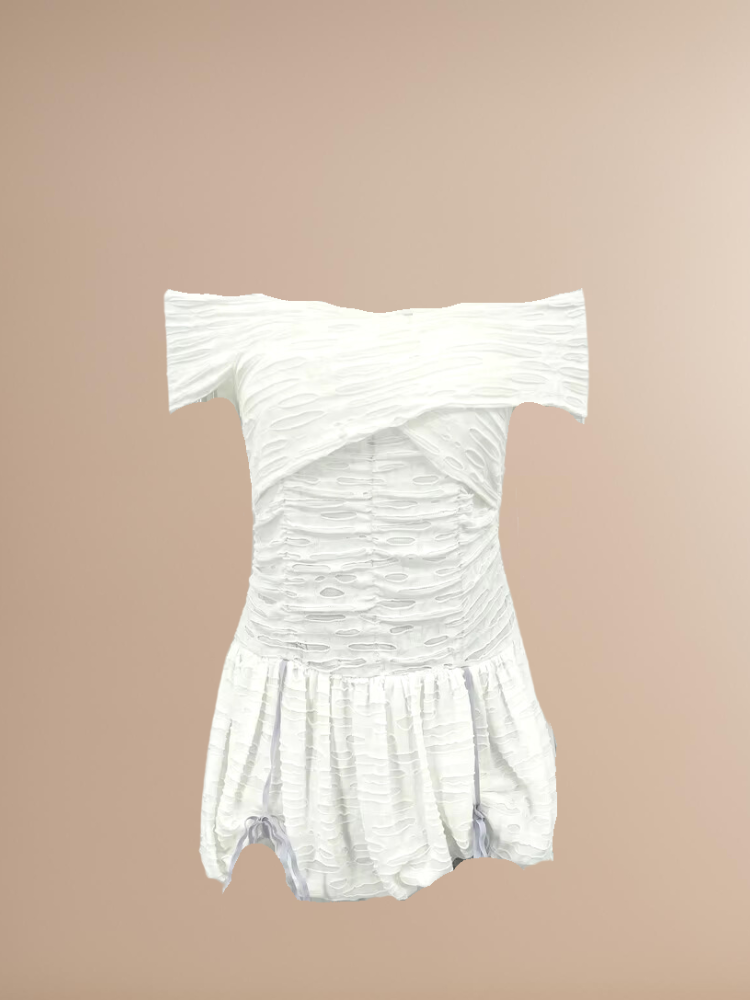 Ruffled Off Shoulder Mini Dress
