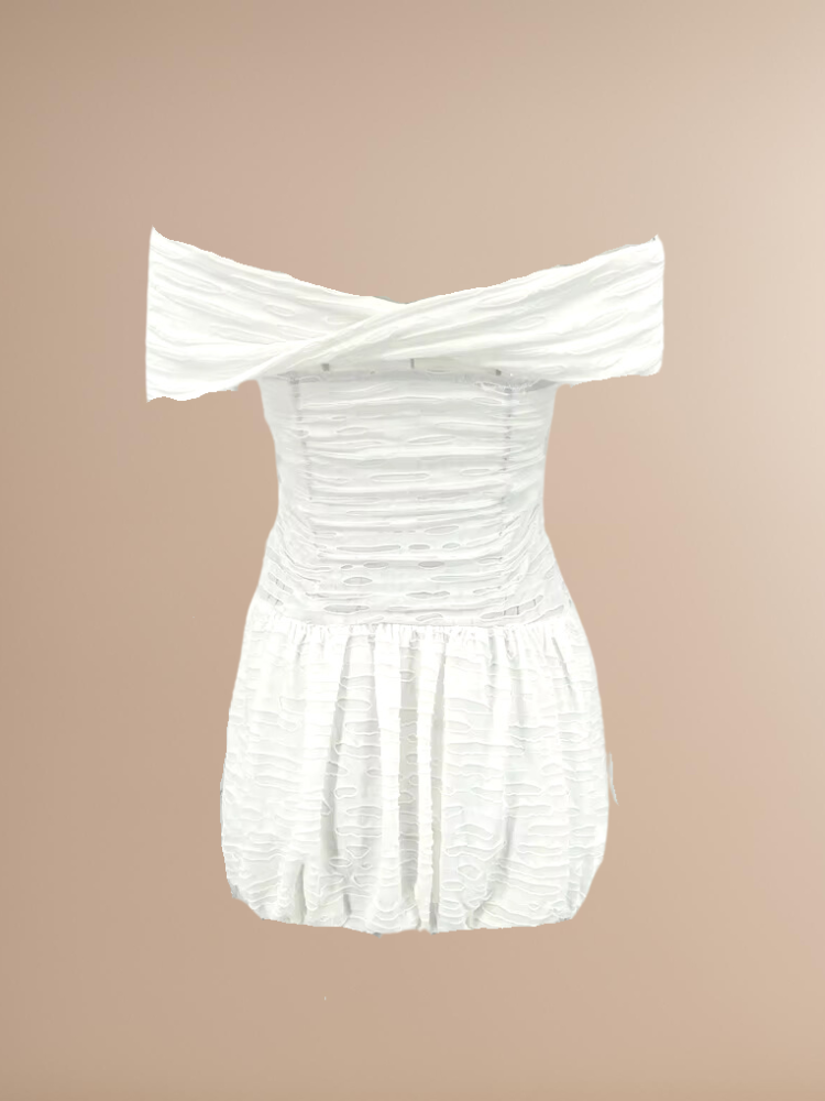 Ruffled Off Shoulder Mini Dress